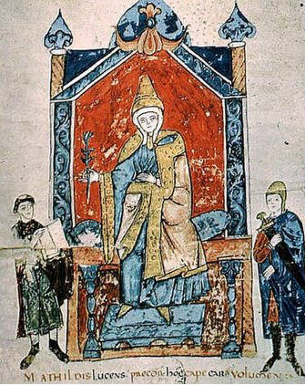 Matilda of Canossa in a miniature from Vatican codex 4922